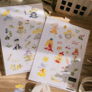 meow illustration stationery fairy sticker