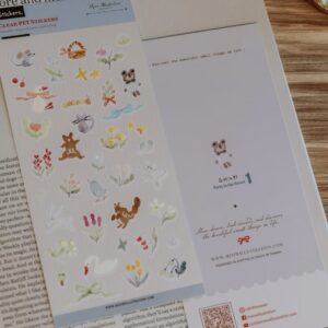 meow illustration party in the forest 1 clear sticker