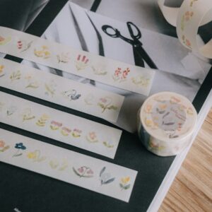 meow illustration little corner blooms washi tape